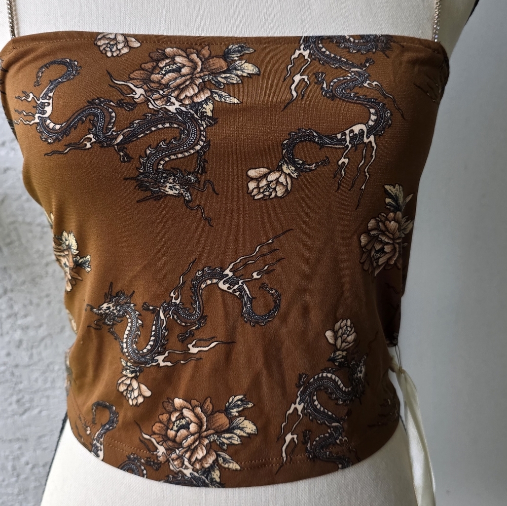J for Justify Brown Dragon Print Crop Top